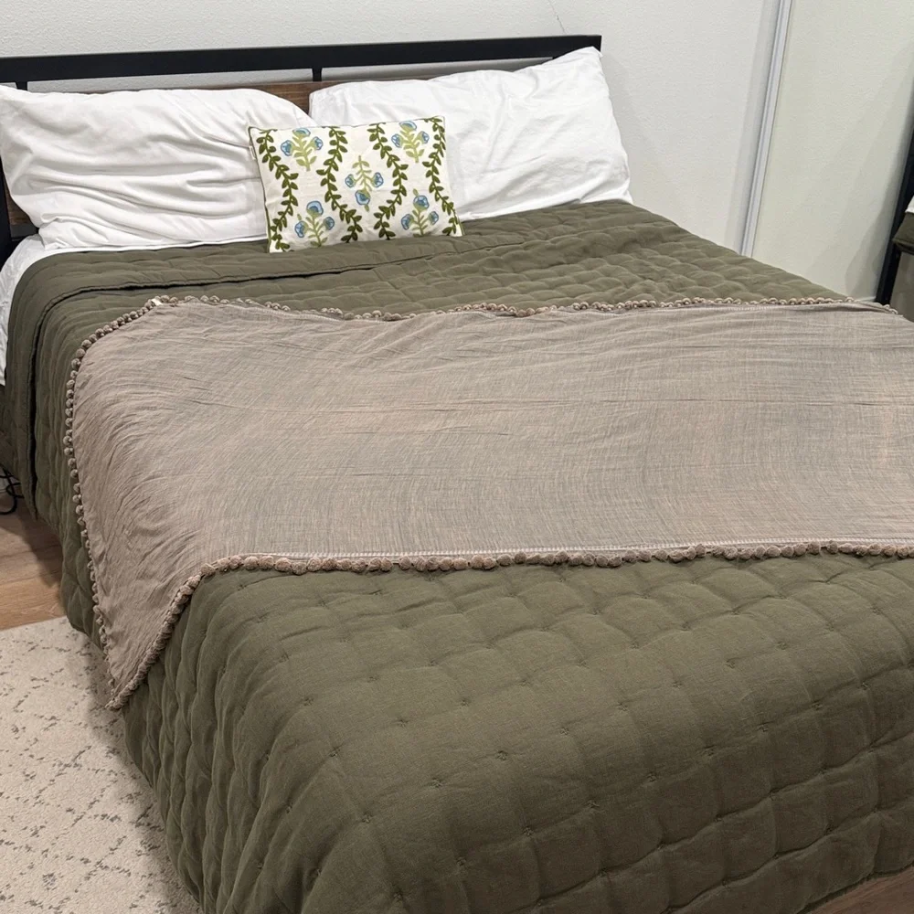 Matta Taupe Scarf with Pom Pom Trim - Picture 7 of 9